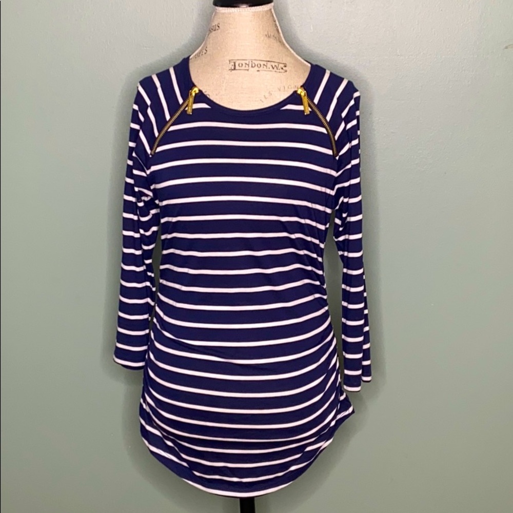 MK Michael Kors Gold Striped Top Medium M